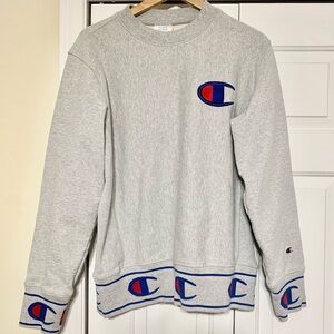 Vintage Champion Reverse Weave Warm Up Sweatshirt Pullover Big C Embroidered XL